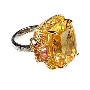 Citrine & Multi-Color Sapphires Cocktail Ring