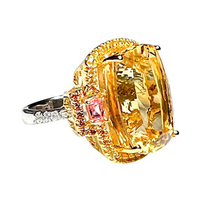 Citrine & Multi-Color Sapphires Cocktail Ring