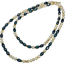 Load image into Gallery viewer, Faceted White and Black Pearl Morse Code Necklace