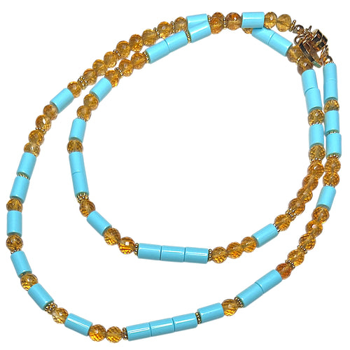 Citrine and Italian Turquoise Morse Code Necklace