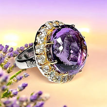 Load image into Gallery viewer, Amethyst &amp; White Topaz Ring