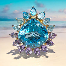 Load image into Gallery viewer, Blue Topaz &amp; Amethyst Cocktail Ring