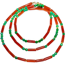 Load image into Gallery viewer, Carnelian and Turquoise Morse Code Necklace