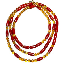 Load image into Gallery viewer, Citrine and Coral Morse Code Necklace