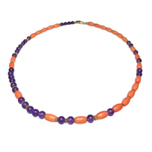 Load image into Gallery viewer, Amethyst and Coral Morse Code Necklace