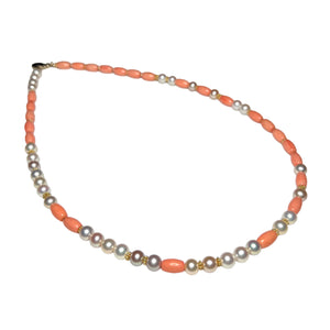 Pearl and Coral Morse Code Necklace