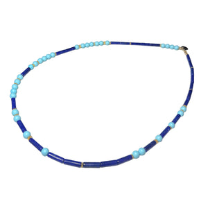 Italian Turquoise & Lapis Lazuli Morse Code Necklace