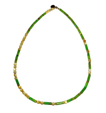 Load image into Gallery viewer, Mother of Pearl &amp; Green Turquois Morse Code Necklace
