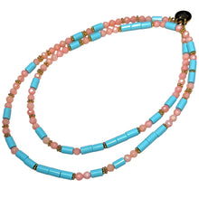 Load image into Gallery viewer, Pink Coral and Italian Turquoise Morse Code Necklace