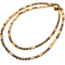 Load image into Gallery viewer, Pearl and Italian Carneola Morse Code Necklace