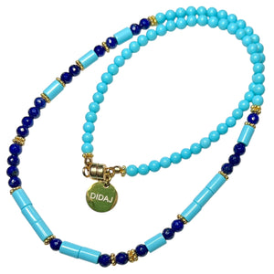 Lapis Lazurite and Italian Turquoise Morse Code Necklace