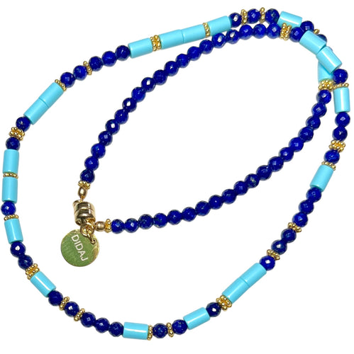 Lapis Lazurite and Italian Turquoise Morse Code Necklace