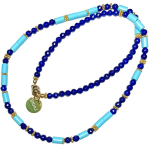 Lapis Lazurite and Italian Turquoise Morse Code Necklace