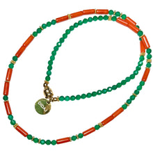 Load image into Gallery viewer, Green Onyx and Coral Morse Code Necklace