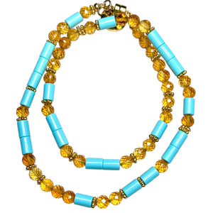 Citrine and Italian Turquoise Morse Code Choker