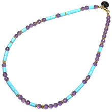 Load image into Gallery viewer, Amethyst and Italian Turquoise Morse Code Choker