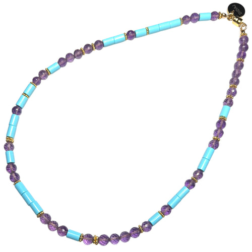 Amethyst and Italian Turquoise Morse Code Choker