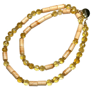 Citrine and Italian Carneola Morse Code Necklace