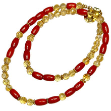 Load image into Gallery viewer, Citrine and Coral Morse Code Necklace