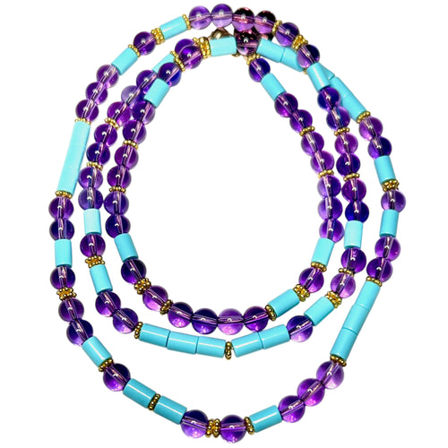 Amethyst and Italian Turquoise Morse Code Necklace