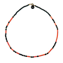 Load image into Gallery viewer, Green Sand Stone and Coral Morse Code Necklace