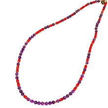 Load image into Gallery viewer, Amethyst and Coral Morse Code Necklace