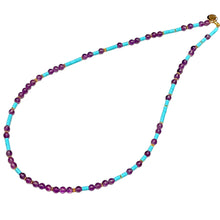 Load image into Gallery viewer, Amethyst and Italian Turquoise Morse Code Necklace