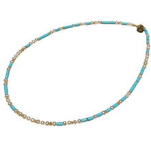 Load image into Gallery viewer, Pearl and Italian Turquoise Morse Code Necklace