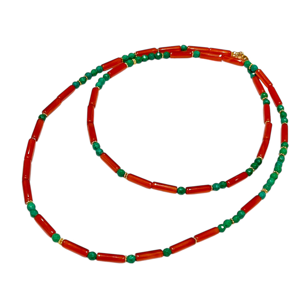 Carnelian and Turquoise Morse Code Necklace