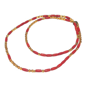 Citrine and Coral Morse Code Necklace