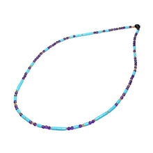 Load image into Gallery viewer, Amethyst and Italian Turquoise Morse Code Necklace