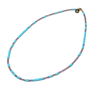 Lavender Amethyst and Italian Turquoise Morse Code Necklace