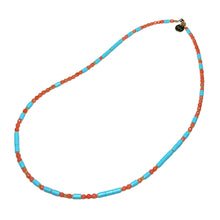 Load image into Gallery viewer, Coral and Italian Turquoise Morse Code Necklace