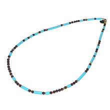 Load image into Gallery viewer, Garnet and Italian Turquoise Morse Code Necklace