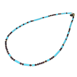 Garnet and Italian Turquoise Morse Code Necklace