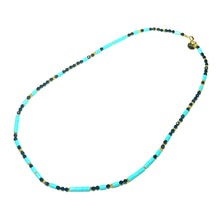 Load image into Gallery viewer, Blue Sand Stone and Italian Turquoise Morse Code Necklace