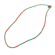 Load image into Gallery viewer, Green Onyx and Coral Morse Code Necklace