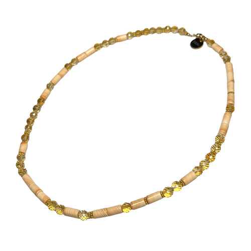 Citrine and Italian Carneola Morse Code Necklace