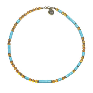 Citrine and Italian Turquoise Morse Code Choker