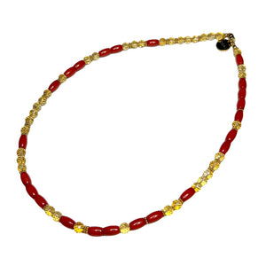 Citrine and Coral Morse Code Necklace