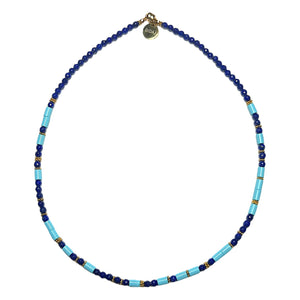 Lapis Lazurite and Italian Turquoise Morse Code Necklace