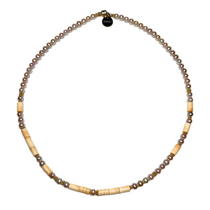 Pearl and Italian Carneola Morse Code Necklace