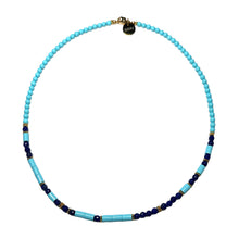 Load image into Gallery viewer, Lapis Lazurite and Italian Turquoise Morse Code Necklace