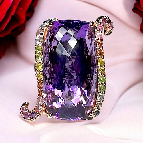 Amethyst & Multi-Color Sapphires Ring