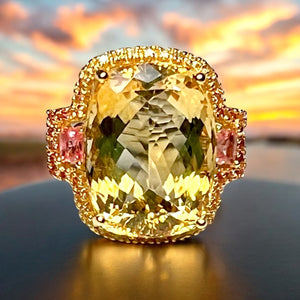 Citrine & Multi-Color Sapphires Cocktail Ring