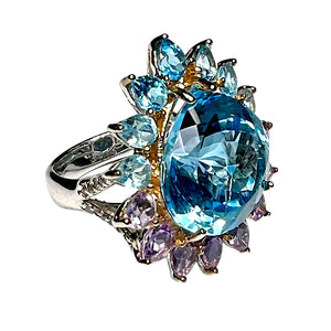 Blue Topaz & Amethyst Cocktail Ring