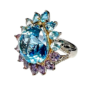 Blue Topaz & Amethyst Cocktail Ring