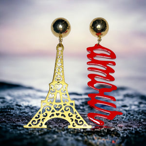 “Parisian Amour” Buffalo Horn with Lacquer Earrings