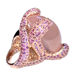 Radian Rose Quartz & Amethyst Statement Ring