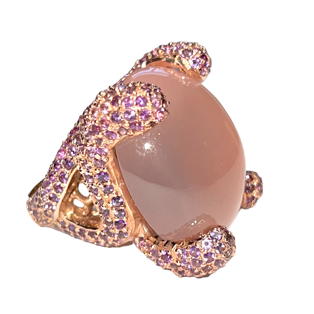 Radian Rose Quartz & Amethyst Statement Ring